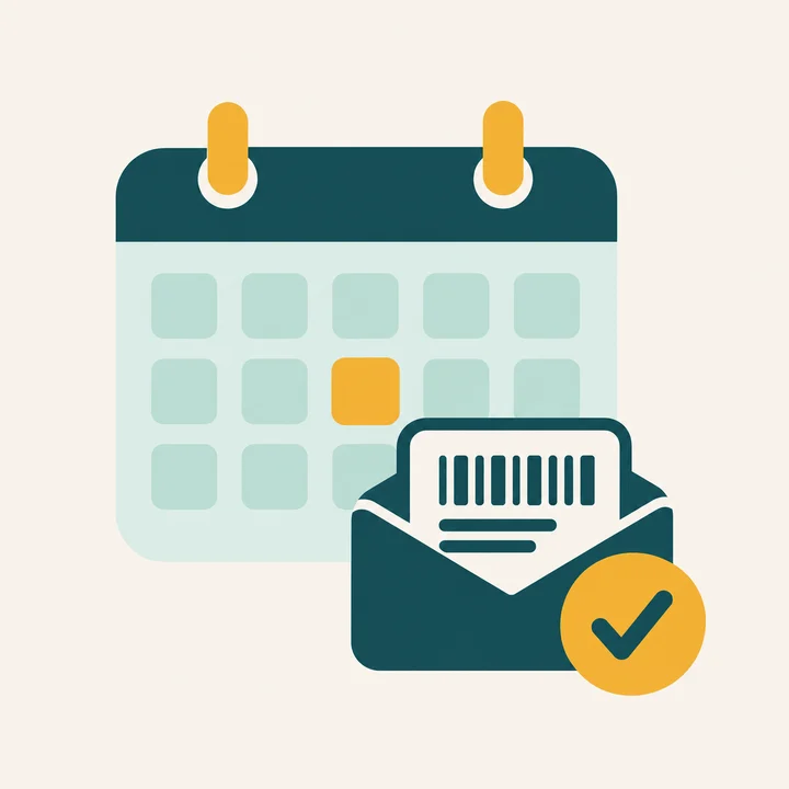Ilustração de calendário com um único boleto pago